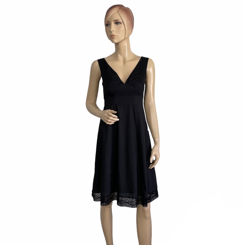 Garnet Hill Women's Black Sleeveless Empire Waist Dress 2